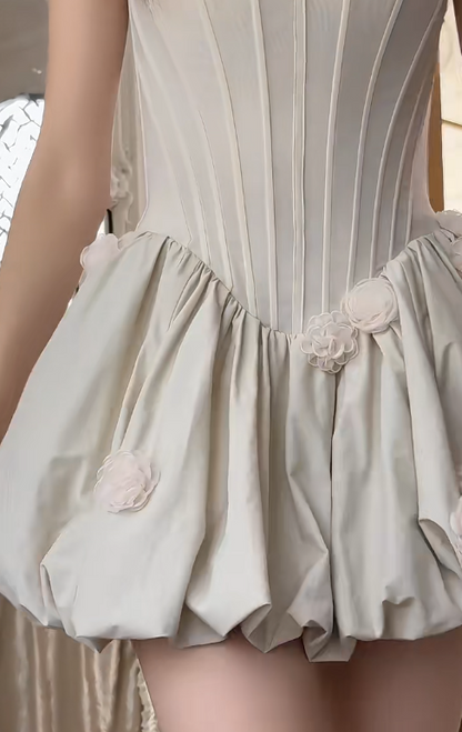 Classic Off-the-shoulder A-Line Bustier Satin Short Homecoming Dress, Sweet Party Dress ED03337