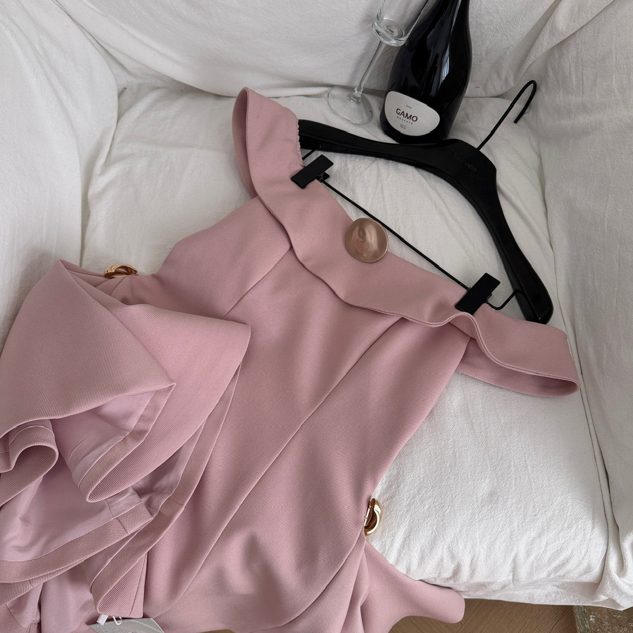 Elegant Off Shoulder A-Line Short Outdoor Party Dress, Pink Sweet 16 Dress ED03357