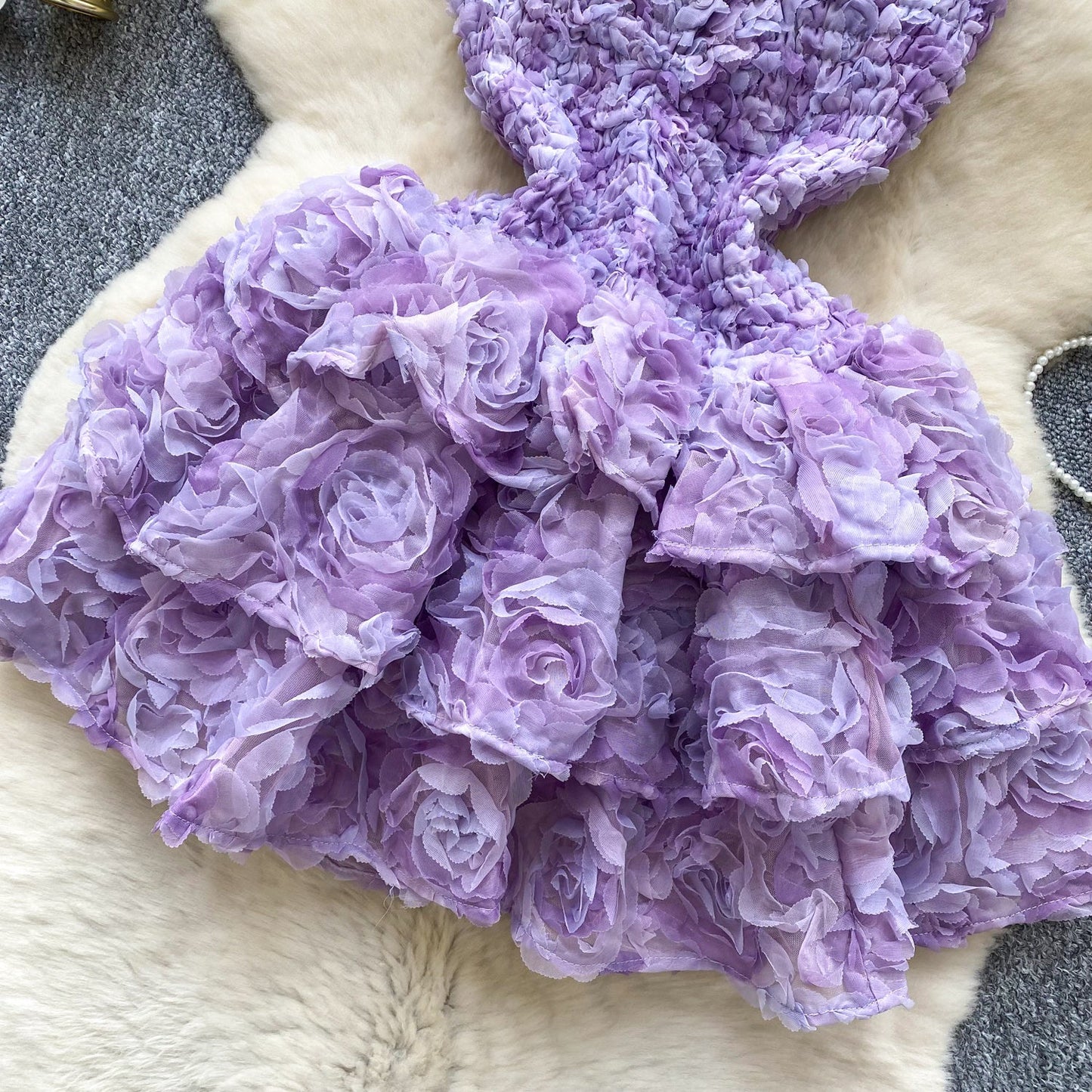 Fashion Rococo Pink Strapless Tulle Applique Short Ball Gown, Sweet 16 Dress ED03367