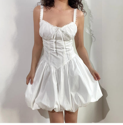 Chic Black Spaghetti Strap A-Line Lace Short Outdoor Party Dress, Summer Fashion Outfit ED03368