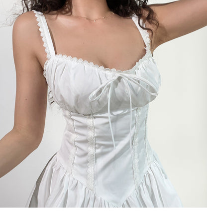 Chic Black Spaghetti Strap A-Line Lace Short Outdoor Party Dress, Summer Fashion Outfit ED03368