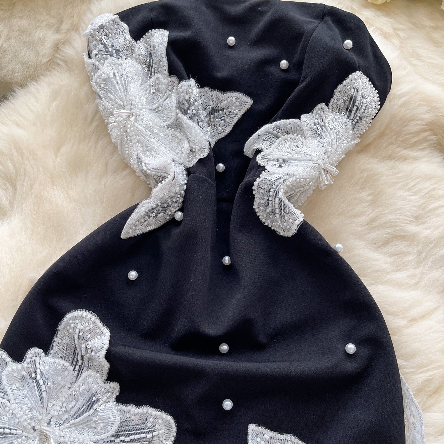 Fashionable Black Strapless Bodycon Beaded Short Outdoor Party Dress Fashion Back to School Outfit ED03393