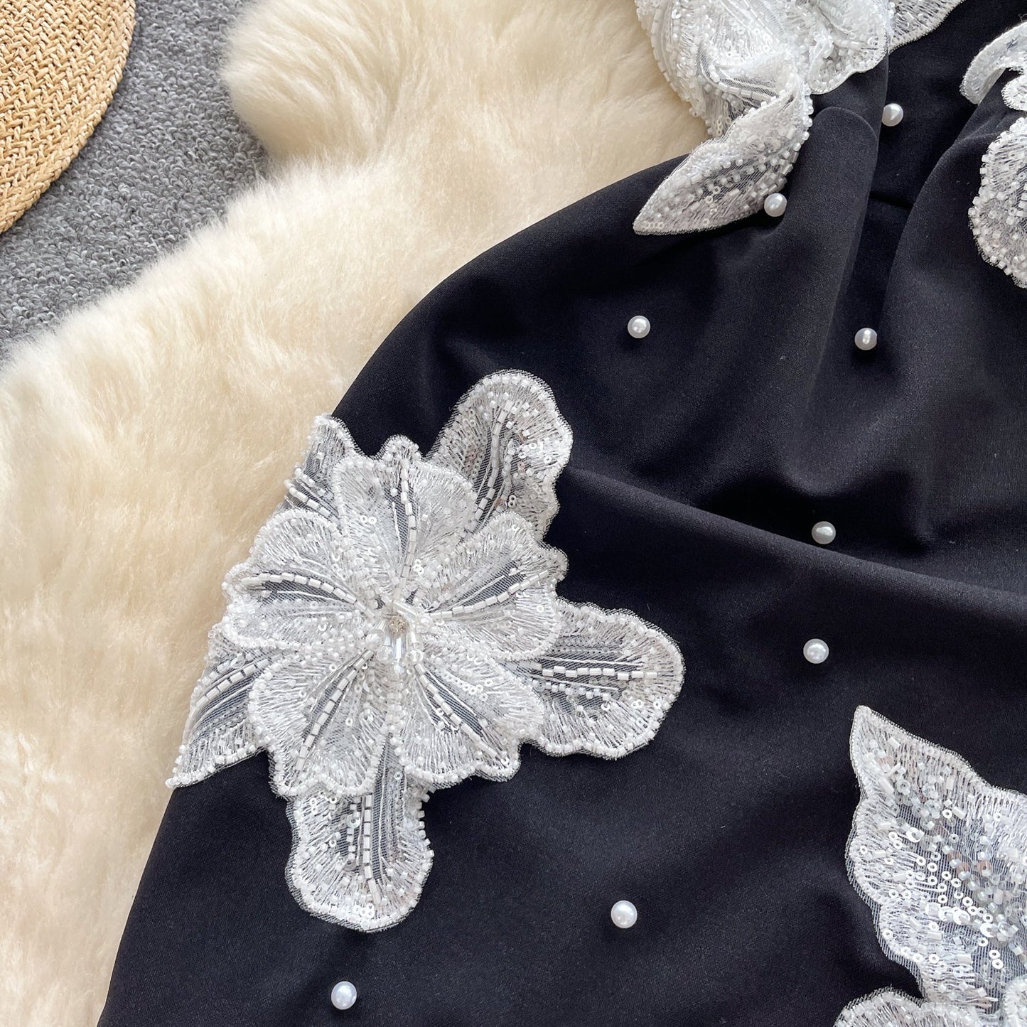 Fashionable Black Strapless Bodycon Beaded Short Outdoor Party Dress Fashion Back to School Outfit ED03393