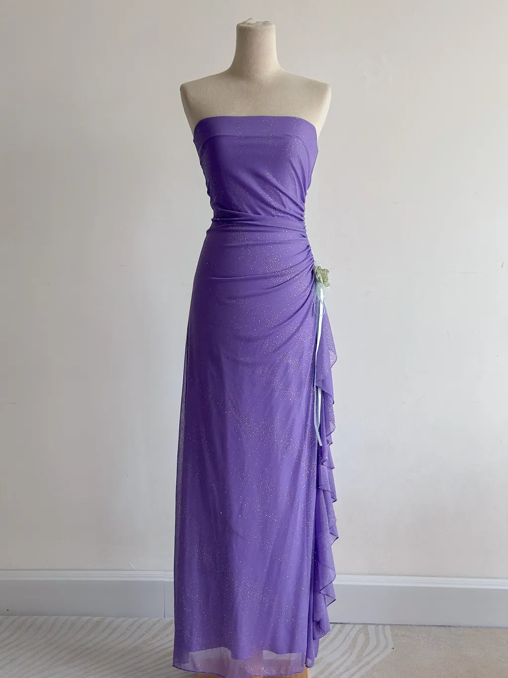 Chic Strapless Sheath Purple Glitter Chiffon Evening Dress, Sweet 18 Dress ED03420