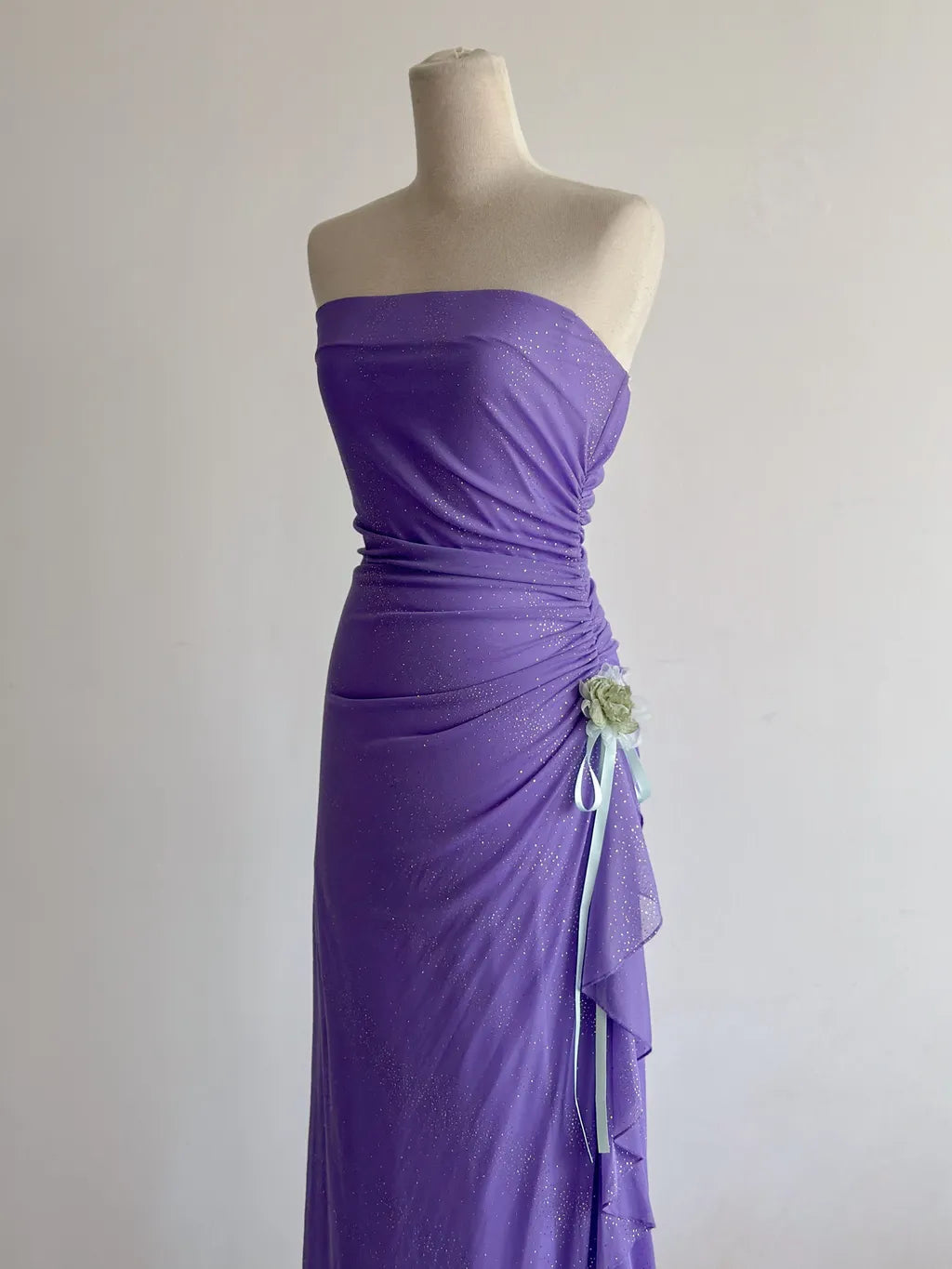 Chic Strapless Sheath Purple Glitter Chiffon Evening Dress, Sweet 18 Dress ED03420