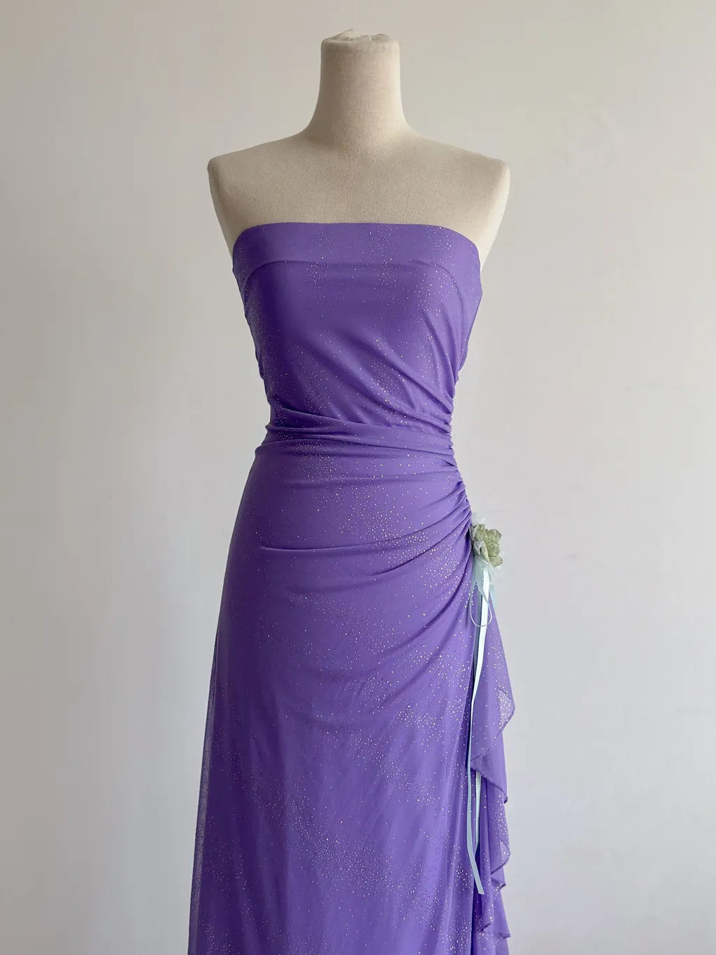 Chic Strapless Sheath Purple Glitter Chiffon Evening Dress, Sweet 18 Dress ED03420