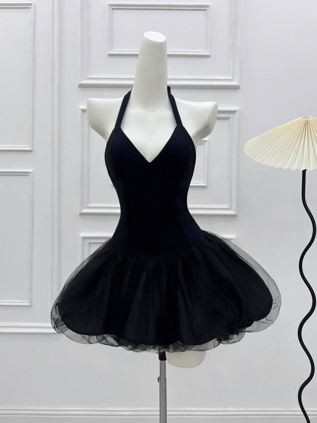 Sweet Black V-Neck Tulle Short Birthday Dress ED03440