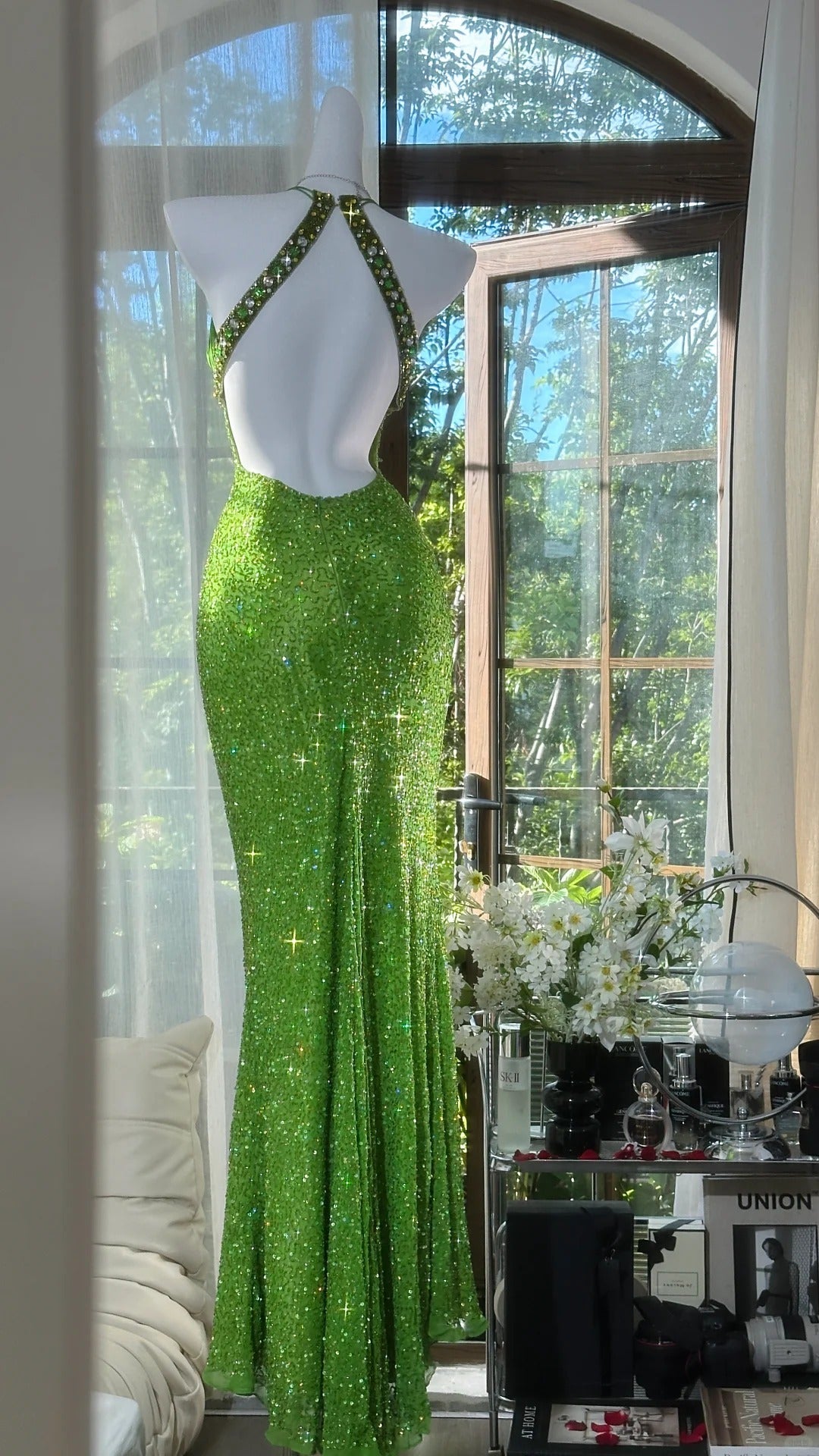Sparkly Green Mermaid Sweetheart Backless Stunning Prom Dresses, Vintage Beaded Evening Gowns ED03452