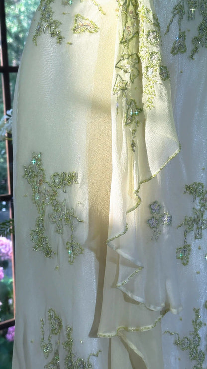 Vintage Halter Neck Sheath Chiffon Beaded Evening Dress Light Green Prom Dresses ED03464