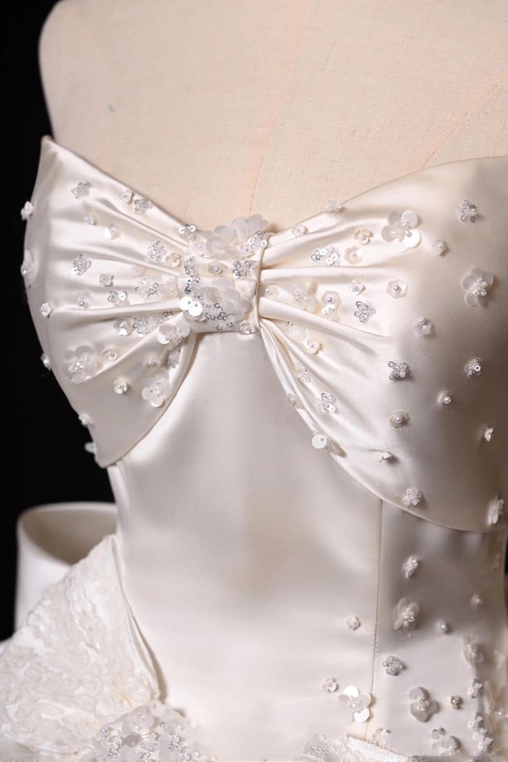 Glamour White Strapless A-Line Satin Bow Short Homecoming Dress Birthday Dress ED03478