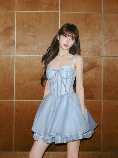 Light Blue A-Line Spaghetti Straps Tulle Short Homecoming Dresses Sweet 16 Dresses ED03513