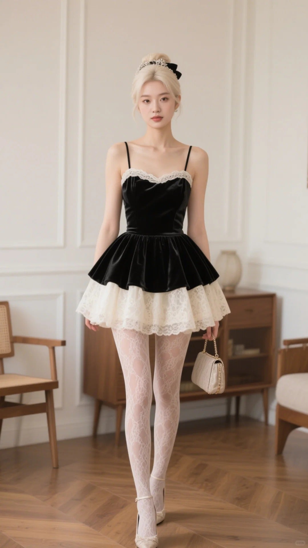 Princess Black Spaghetti Strap A-Line Lace Velvet Short Homecoming Dresses ED03517