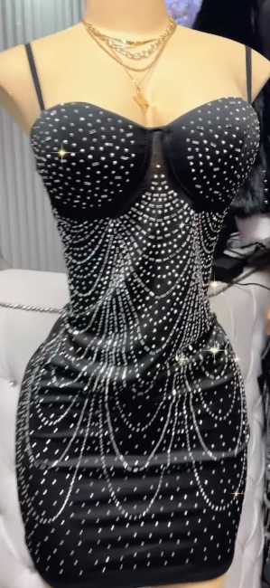 Sparkly Black Spaghetti Strap Sheath Short Homecoming Dresses Outdoor Party Outfits ED03518