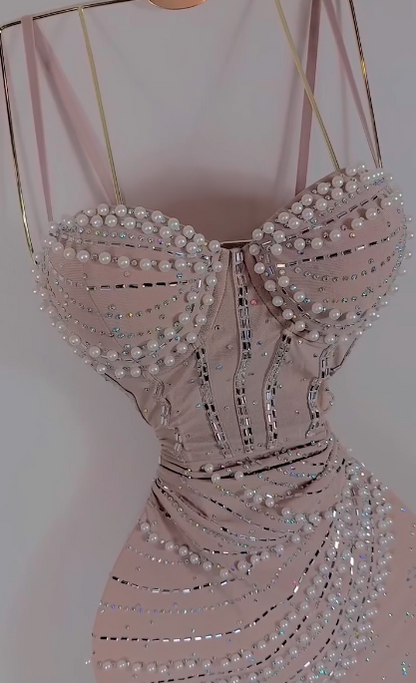 Cute Pink Bodycon Spaghetti Strap Mini Birthday Dress Short Homecoming Dresses ED03520