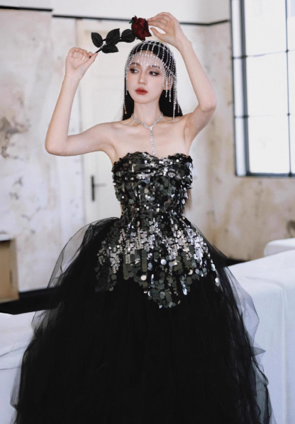 Glamour Black Strapless A-Line Tulle Short Homecoming Dress ED03525