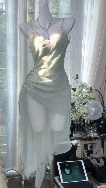 Sexy Grey Green Spaghetti Strap Women's Dress  ED03554