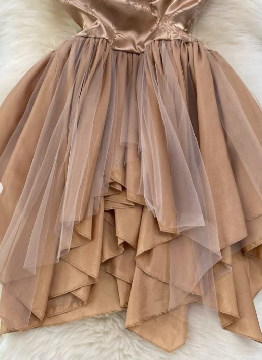 Strapless Champagne Graduation Dress Elegant A-Line Short Birthday Dress Party Dress  ED03555