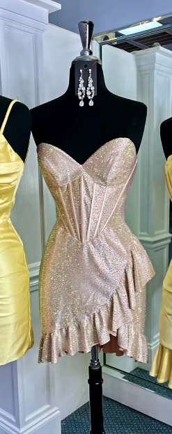 Sweet Glitter 18th Birthday Dress Sweetheart Sheath Short Homecoming Dress  ED03557