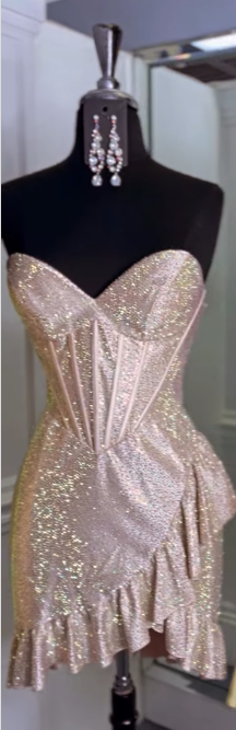 Sweet Glitter 18th Birthday Dress Sweetheart Sheath Short Homecoming Dress  ED03557