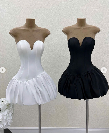 White Sweetheart Neck Short Ball Gowns Party Dress Sexy Birthday Outfit Fashion Homecoming DressED03566