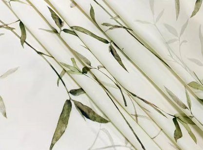 New Chinese bamboo print satin pleated waist suspender dress ED0360