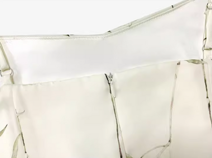 New Chinese bamboo print satin pleated waist suspender dress ED0360