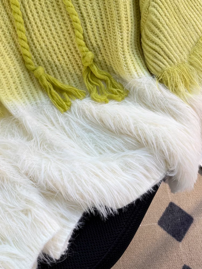 Faux mink velvet hooded knitted sweater ED0387