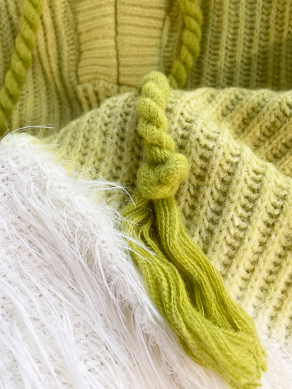 Faux mink velvet hooded knitted sweater ED0387