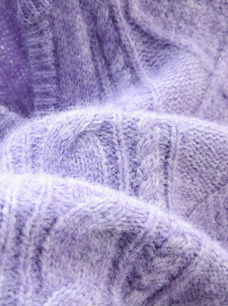 Mid-length V-neck thickened cable knit sweater  ED0390