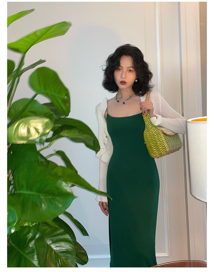 Sexy French Slim Fit Suspender Hip-wrapped Long Skirt ED0396