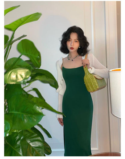 Sexy French Slim Fit Suspender Hip-wrapped Long Skirt ED0396