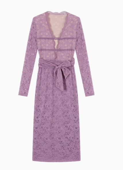 Sexy black lace long-sleeved slim-fit hip skirt ED0399