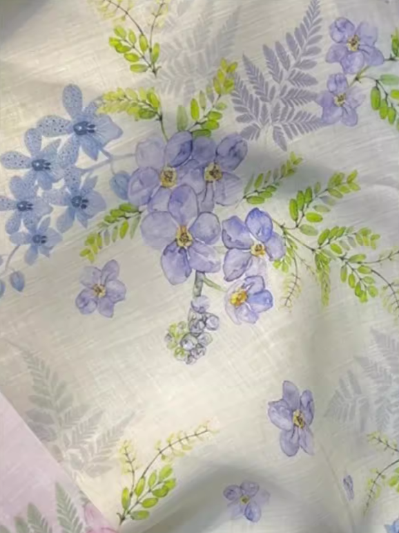 French floral pastoral style puff sleeve square neck dress ED0401