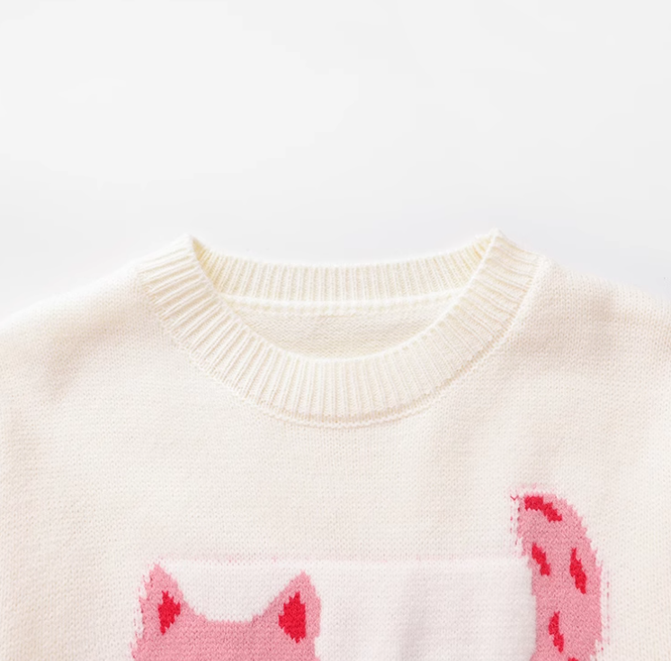 Cat pattern crew neck long sleeve sweater  ED0407