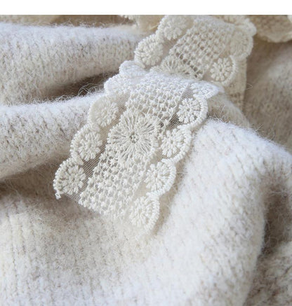 Gentle lace lace-up thickened soft knitted cardigan  ED0410
