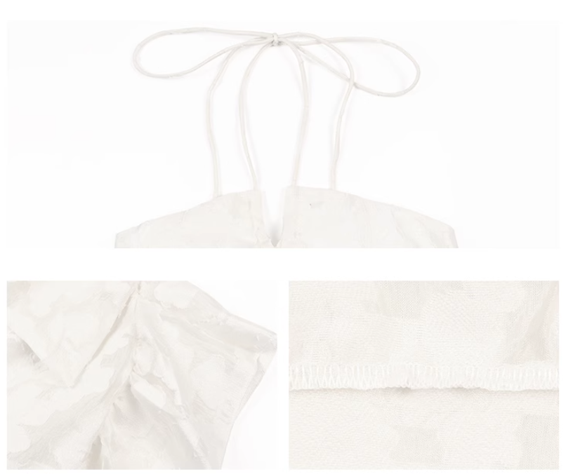 Beach holiday style French A-line halter neck backless long dress ED0420