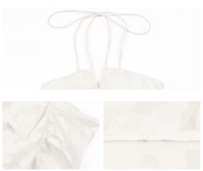 Beach holiday style French A-line halter neck backless long dress ED0420