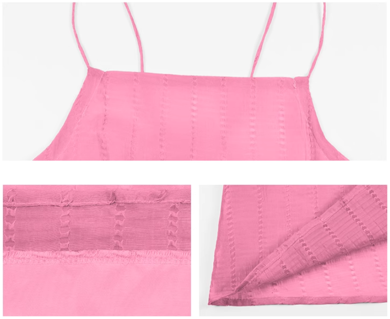 Beach holiday style a-line pink sleeveless backless suspender dress ED0424