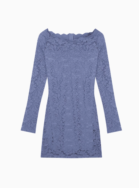 Lace hollow one-shoulder long-sleeved slim-fit hip skirt ED0431