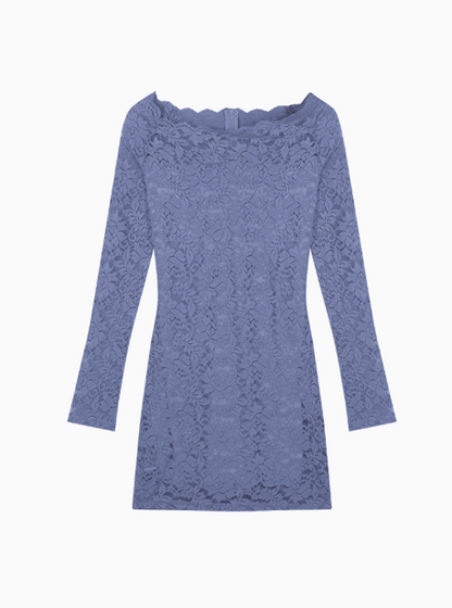 Lace hollow one-shoulder long-sleeved slim-fit hip skirt ED0431