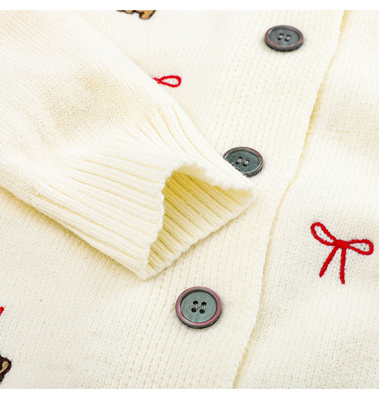 Lazy style dog embroidered knitted cardigan  ED0451
