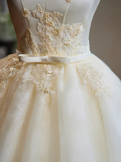 A-Line Off Shoulder Satin Lace Short Prom Dress, Champagne Homecoming Dress ED047