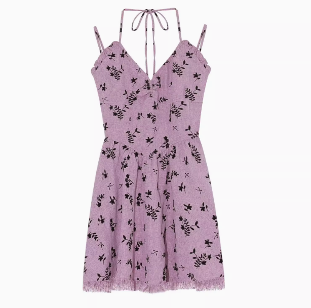 Sweet and hot girl style floral tassel halter dress ED0472