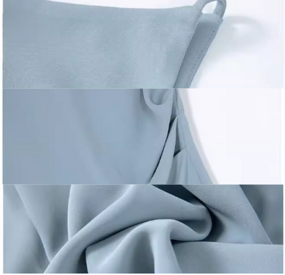 French blue sleeveless short suspender skirt ED0473