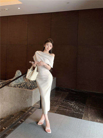 Temperament sexy slim off-shoulder short-sleeved dress ED0476