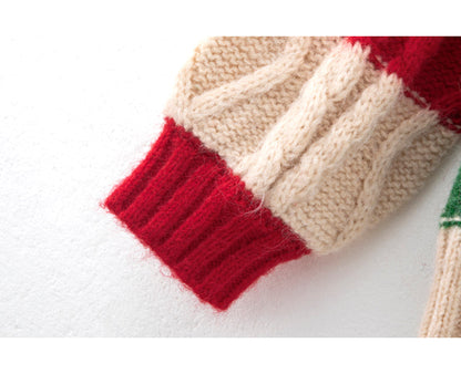 Red Christmas Colorblock Love Bear Cardigan ED0477