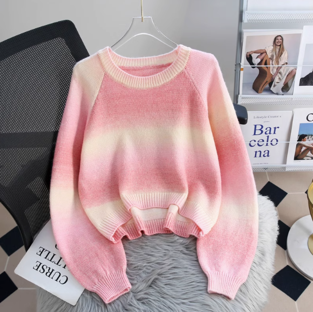 Gradient color dopamine soft waxy women's long-sleeved sweater ED0486