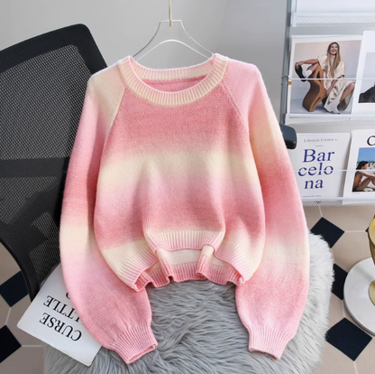 Gradient color dopamine soft waxy women's long-sleeved sweater ED0486