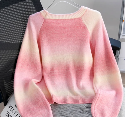 Gradient color dopamine soft waxy women's long-sleeved sweater ED0486