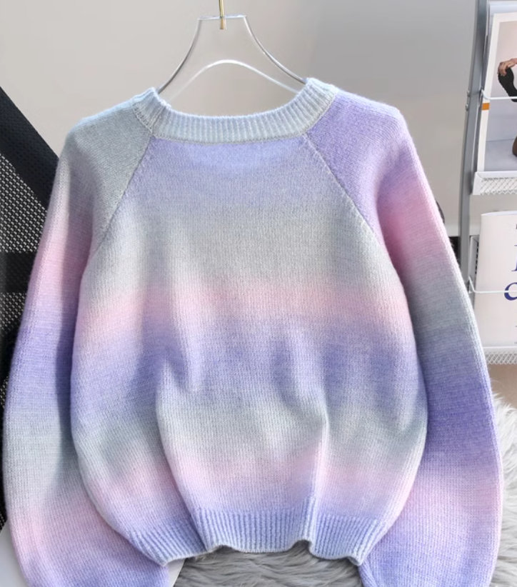 Gradient color dopamine soft waxy women's long-sleeved sweater ED0486
